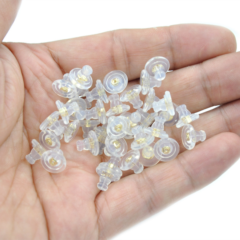 Tapones de silicona de para pendientes, Tapones Redondos para los oídos, tapas bloqueadas, mangas para pendientes, accesorios para la fabricación de joyas, 10 Uds.