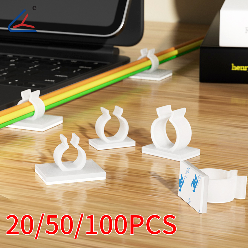 20/50/100 PCS, soporte de brida para cables tipo Q, organizadores de cables de plástico para cañas de pescar, gestión de cables de sujetadores sin taladro