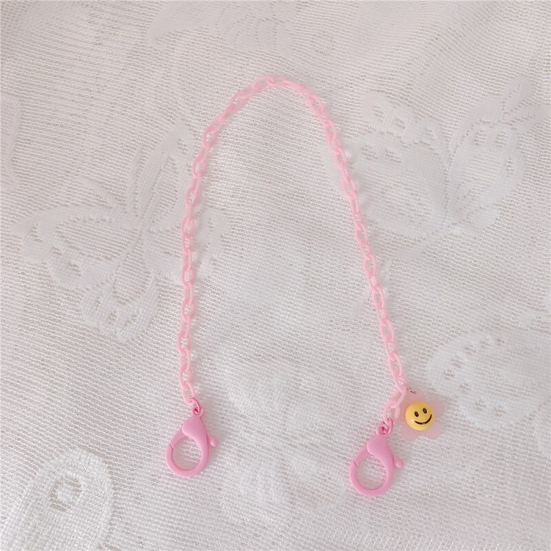 Cute Colorful Smily Anti-lost Face Cover Lanyard Adjustable Mask Chain for Women Neck Chain Glasses Strap Necklace Strap Holder: flower pink