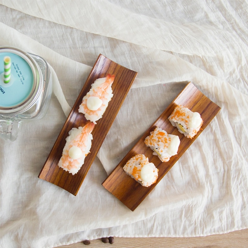 1 pc trädumplings sushi serveringsbricka avlång tallrik sallad brödrätter kök restaurang hemförnödenheter