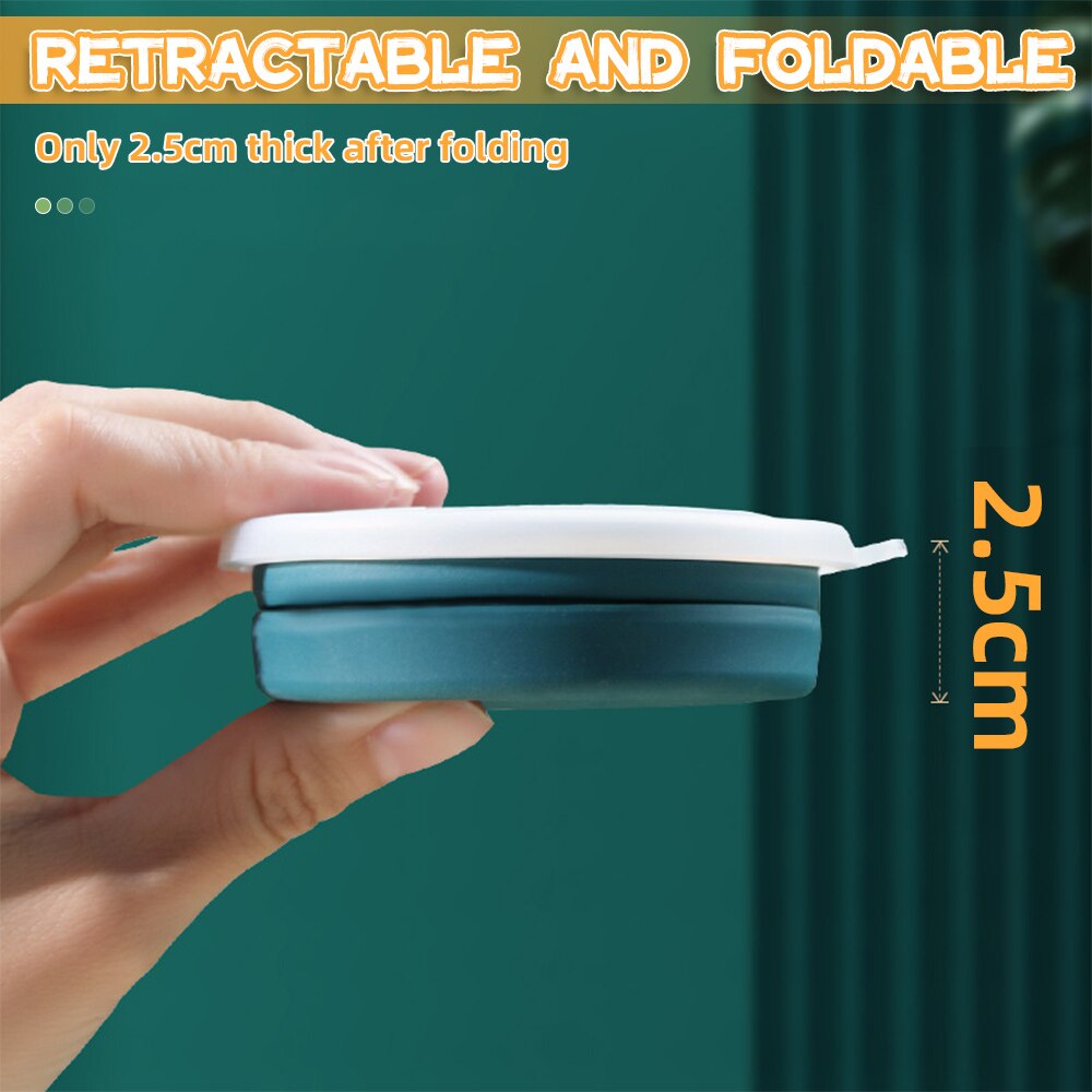 Taza plegable de silicona portátil con cordón, taza de viaje resistente al calor, tapa plegable, almacenamiento para agua