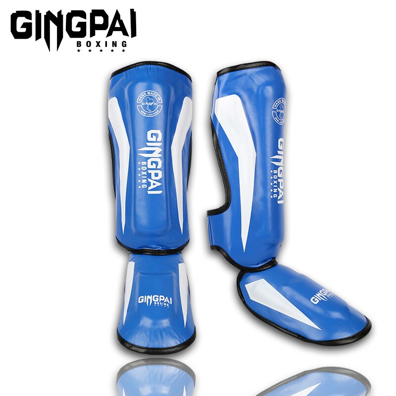 Espinilleras de boxeo para hombres y mujeres, equipo de Kickboxing, protectores de kárate, Sanda, Muay Thai, 1 par: Azul / M 130 CM - 160 CM