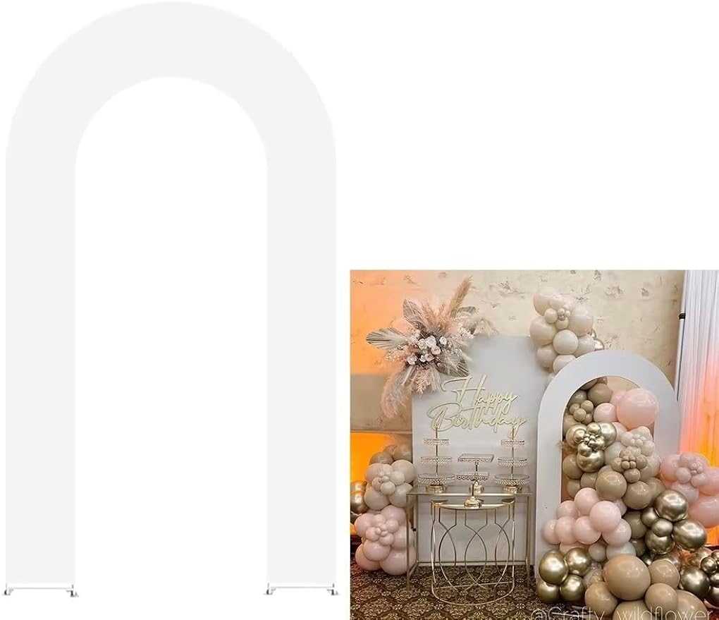 Capa de pano de fundo em arco em forma de U para aniversário, chá de bebê, decoração de festa de casamento, capas elásticas com suporte aberto (parte traseira é branca!)