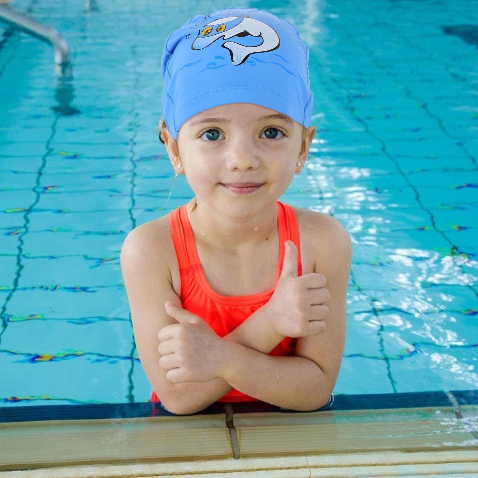 Kids Swimming Caps Waterproof Cartoon Swim Hat Hair Protective Swim Caps