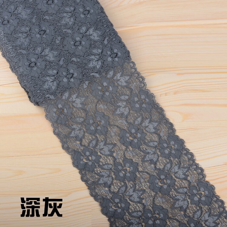 Elastic Lace Ribbon Tape 16cm Lace Trim Fabric Embroidered White Lace Trimmings DIY Crafts Sewing Material Garment Accessories: Dark Gray