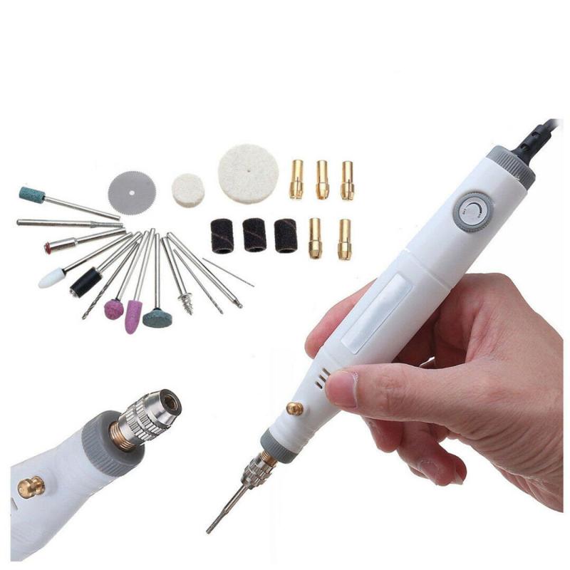 18W 220V/110V Mini Elektrische Grinder Polijstmachine Hand Boor Kit Hout Graveren Pen Gereedschap Variabele Snelheid grinder Pen Eu/Us Plug: US Plug Grinder Set