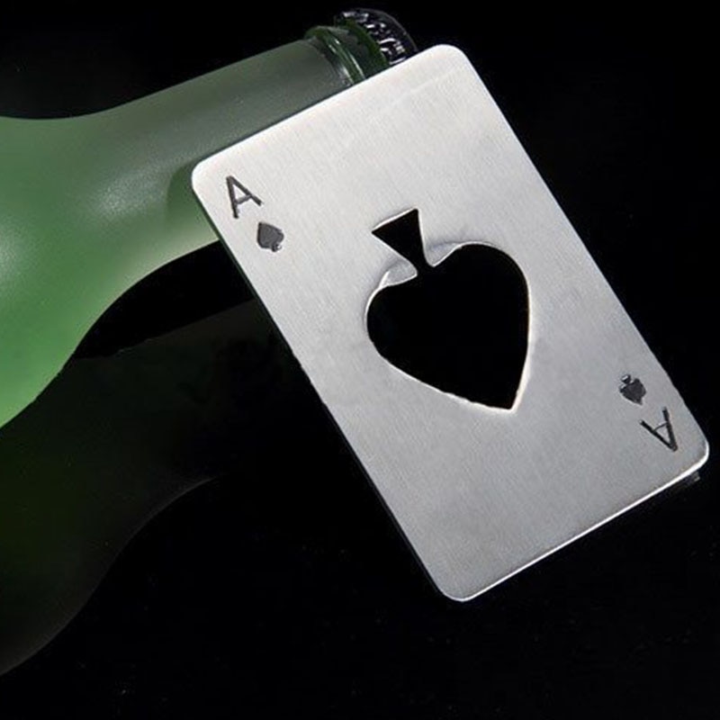 Poker es af spader form stilfuld rustfrit stål øl vin soda glas flaske låg åbner bærbare bar værktøjer