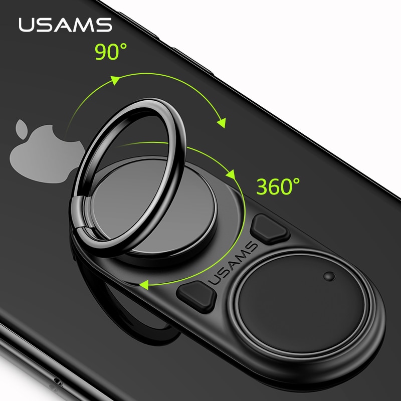 USAMS Decompressie Vinger Ring Houder Multifunctionele Leuke houder Metal 360 Rotating Mobiele Telefoon Houder voor iPhone XR Samsung