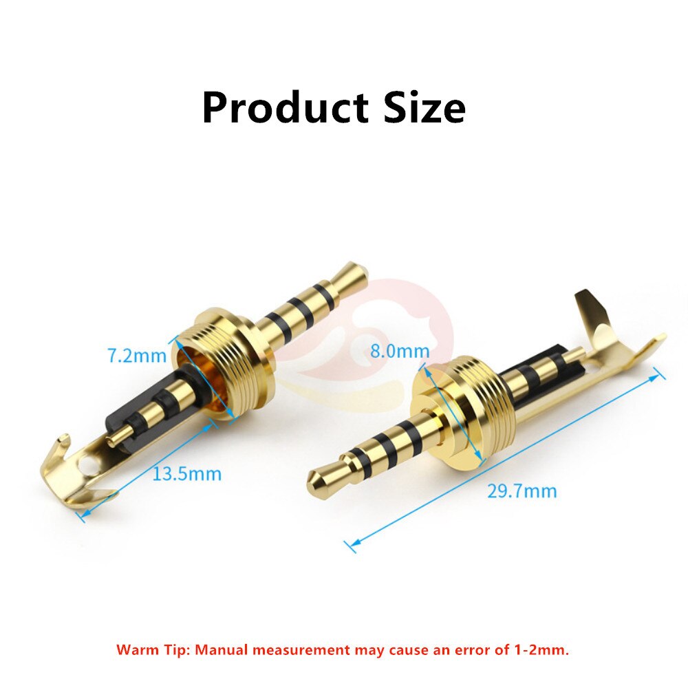 Audio Jack 2.5mm 4 Poles Pure Copper Gold-Plated Plug Headphone Connector General 7.2 Thread DIY Replace Earphone Cable Adapter