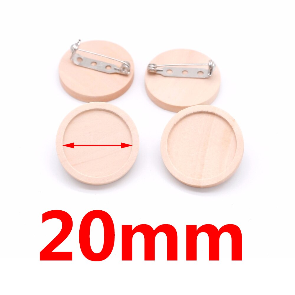 10 unids/lote de broches de cabujón de madera en blanco, ajustes de Base, 20 25 30 40mm de diámetro, bandeja de bisel redondo, broches Diy, respaldos de Pin para fabricación de joyas: Negro