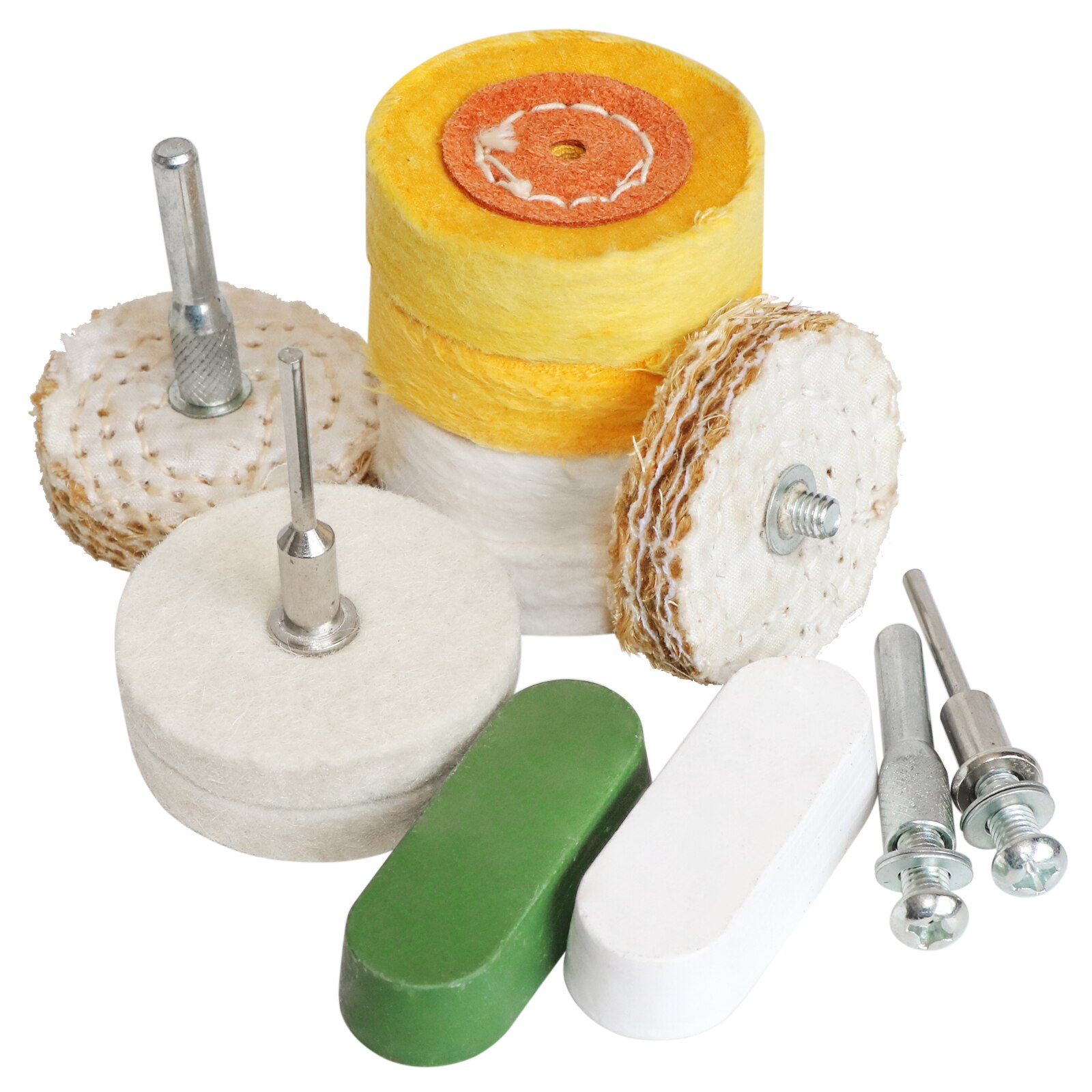 Cabezal de pulido de tela de algodón, rueda pulidora de fieltro de lana, mango de pulido de espejo de 3/6mm para accesorios de herramientas rotativas de taladro, 2 pulgadas, 50mm, 1 unidad