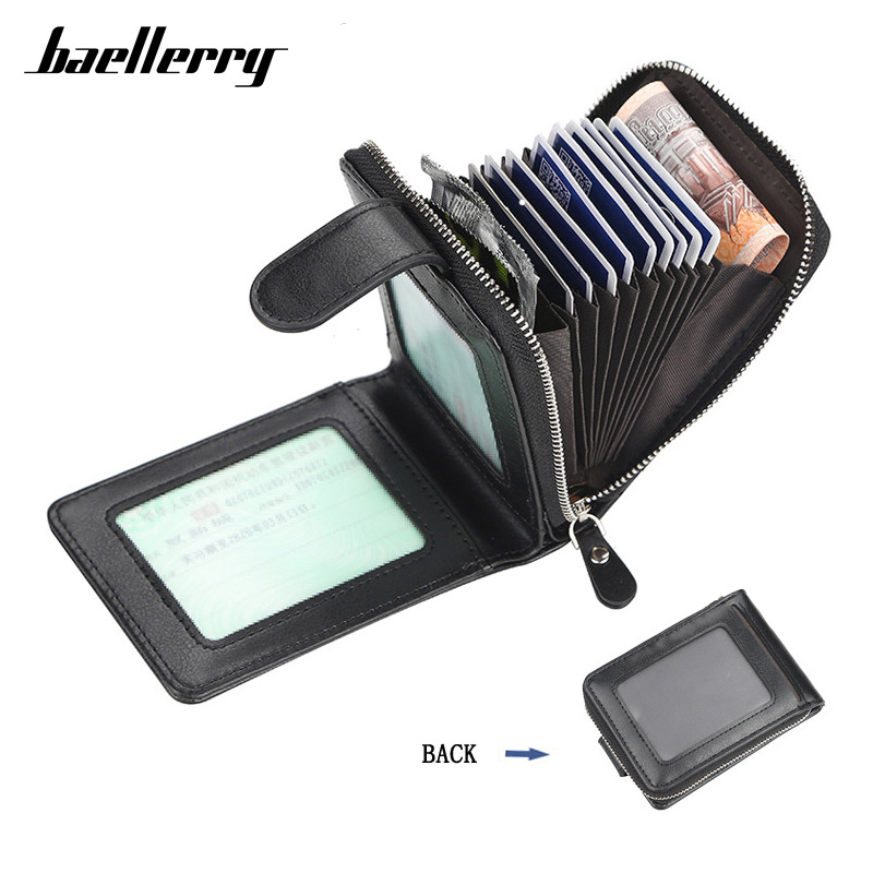 Baellerry Many Departments Credit Card Holder Wallet Men Leather Cardholder Purse Extendable Business Card Case Purses