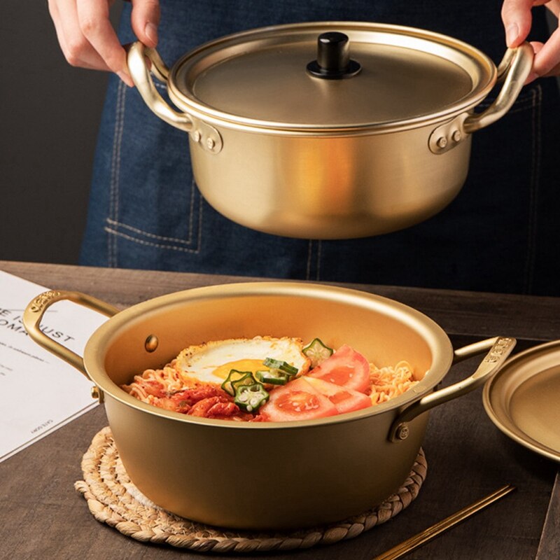 Korean-Style Instant Noodle Pot With Lid Small Pot Double Ear Soup Pot Student Dormitory Ramen Small Boiling Pot