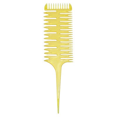 3-way Sectioning Weaving Highlighting Foiling Hair Comb Hair Dye Styling Tool Salon Hair Dyeing Comb Tool: yellow