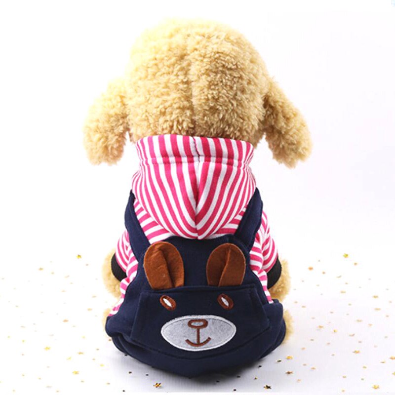 Jongen/Meisje Hond Kat Gestreepte Jumpsuit Rompertjes Hoodie Bear Pet Puppy Jas Broek Winter Kleding 6 Maten Y316: Girl / S