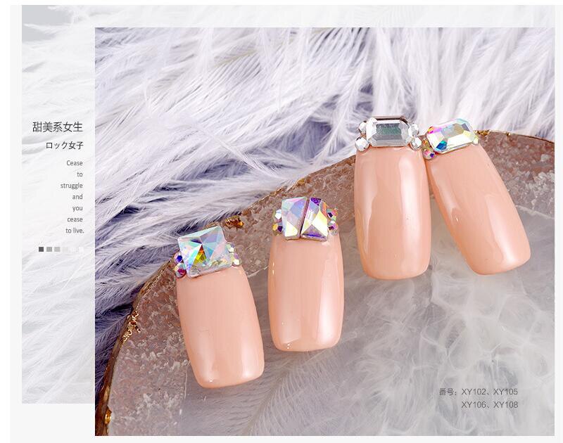 Piedra para Nail art y cuentas de vidrio brillante cuadrado AB diamantes de imitación de cristal claro decoración mixta en tarro piedras brillantes ZR01-10 de dijes