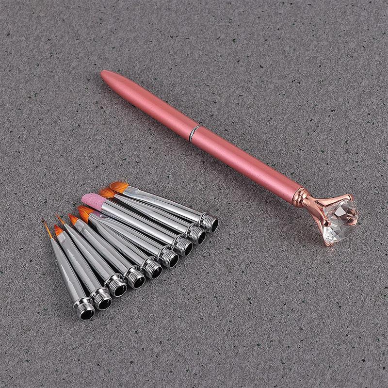 1 Set/10Pcs Vervangbare Nail Art Brush Pen Set Professionele Nail Art Schilderen Pen Manicure Diy Nail Decoratie tool