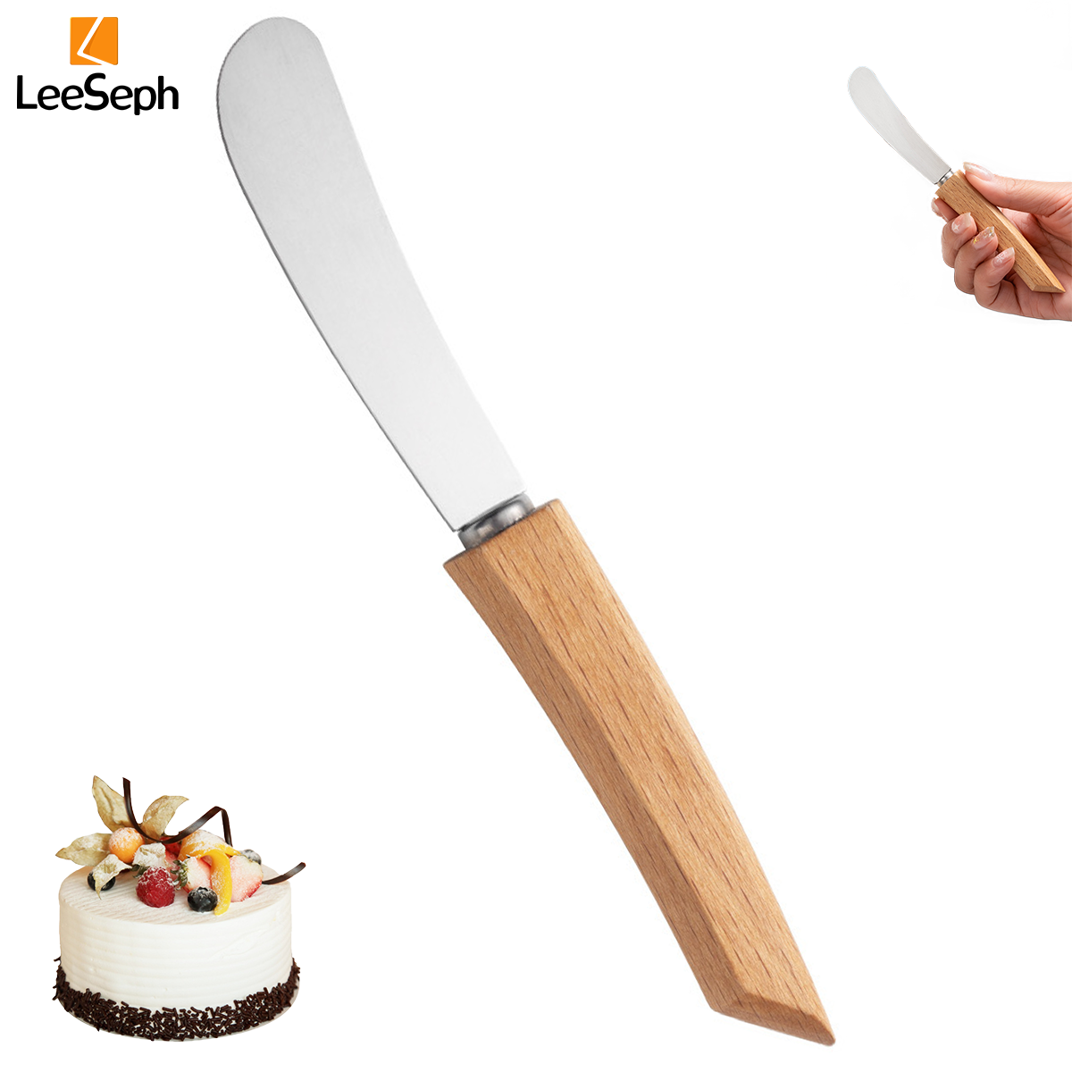 Juego de cuchillos esparcidor de mantequilla, cuchillos para esparcir sándwich de acero inoxidable con mango de madera, raspadores de mermelada de queso y crema de mantequilla