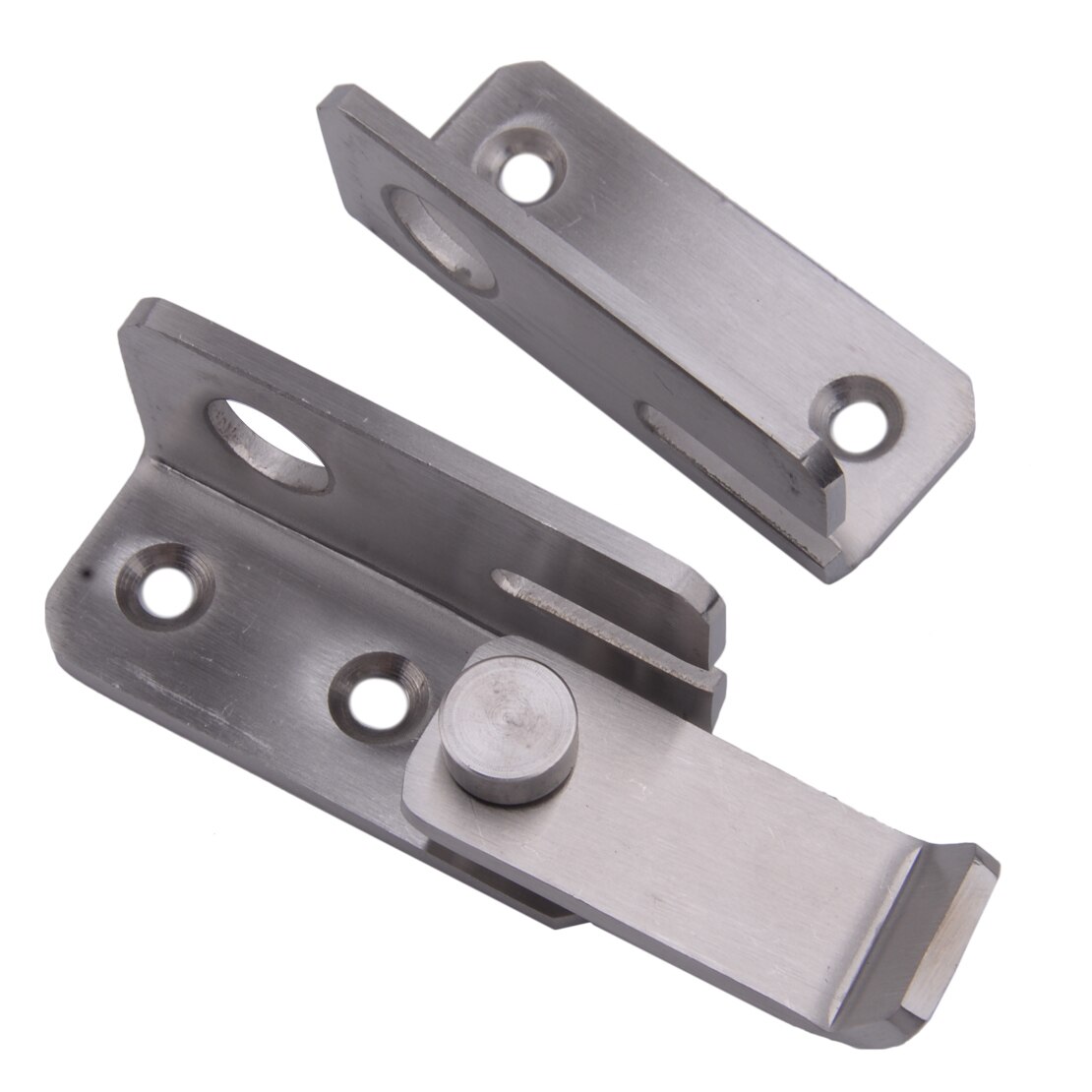 Silver Stainless Steel Cabinet Closet Sliding Safety Door Gate Bolt Latch Guard Catch L