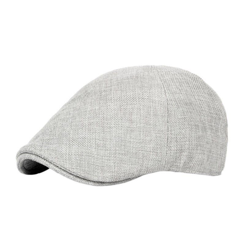 Gorra clásica brillante para caballero, gorra de pato retro transpirable para hombre, boina de lino gruesa de viento británico: Gris