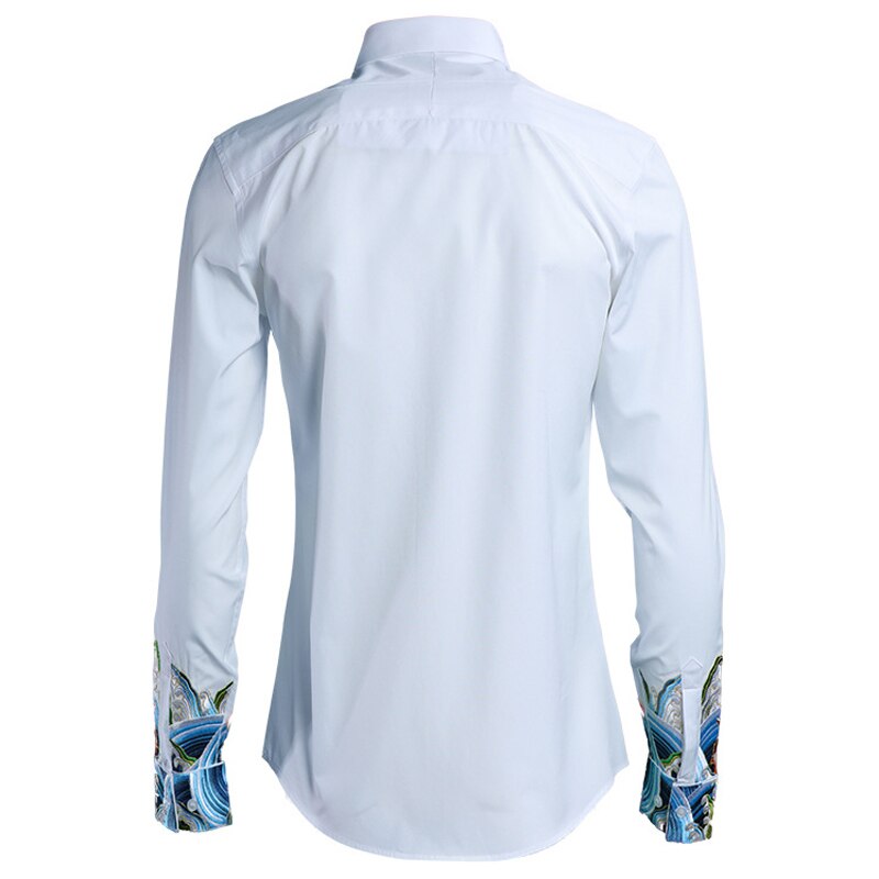 Mode Manchet Borduurwerk Shirt Mannen Top Business Mannelijke Slanke Camisa Masculina Lange Mouwen 80% Katoenen Kleding Heren Shirts