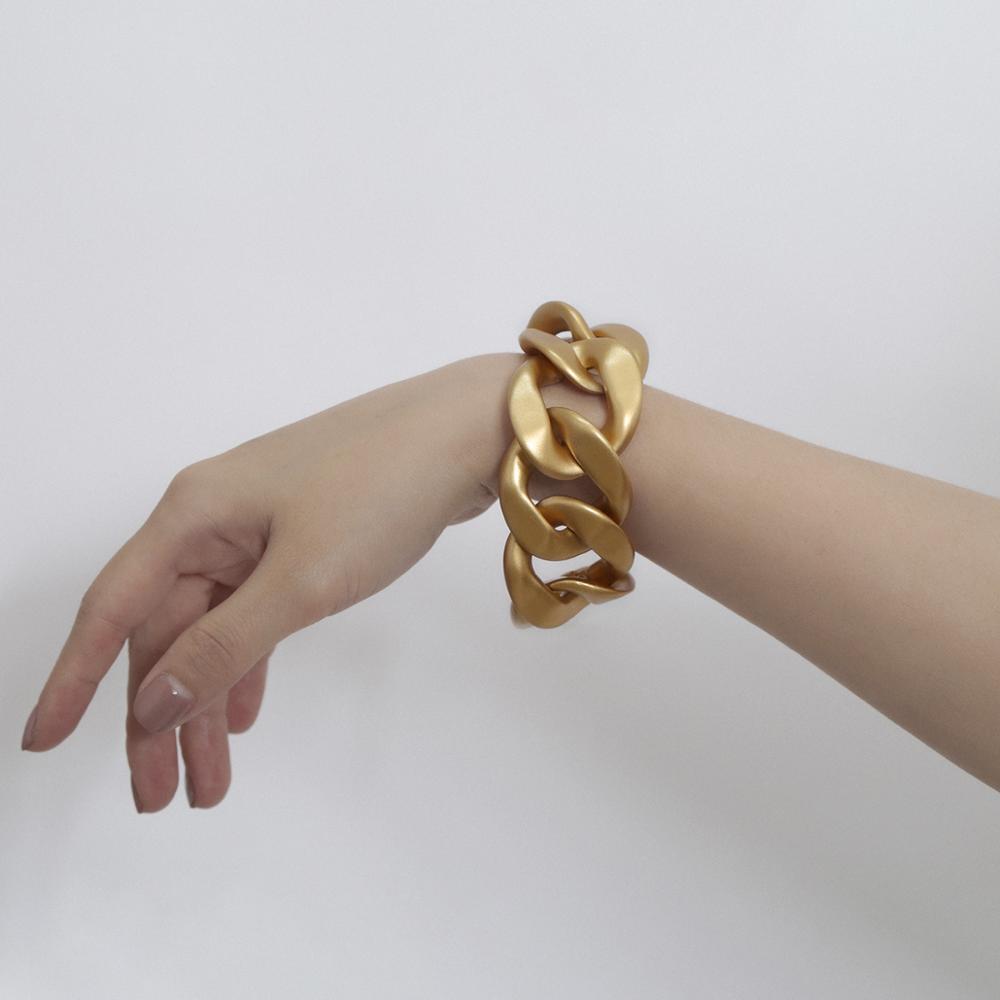 Fflacell Grote Matte Gouden Metalen Ketting Armband Overdreven Hip Hop Casual Persoonlijkheid Punk Dikke Chunky Armband Party