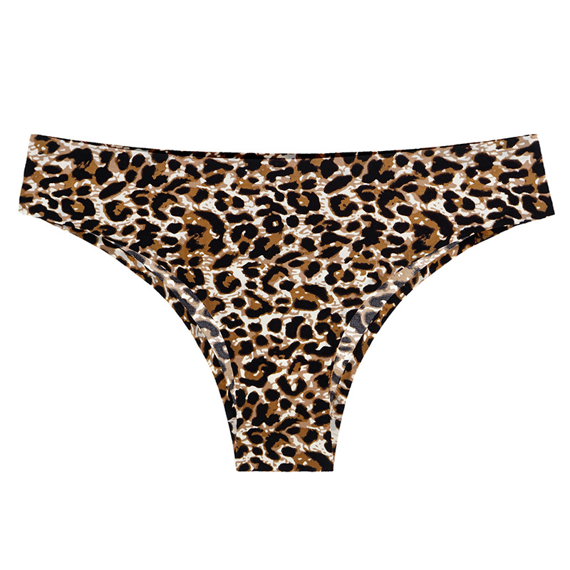 Culotte taille basse sans couture pour femme, sous-vêtement sexy, slip de sport, imprimé léopard, une pièce: XL / Black