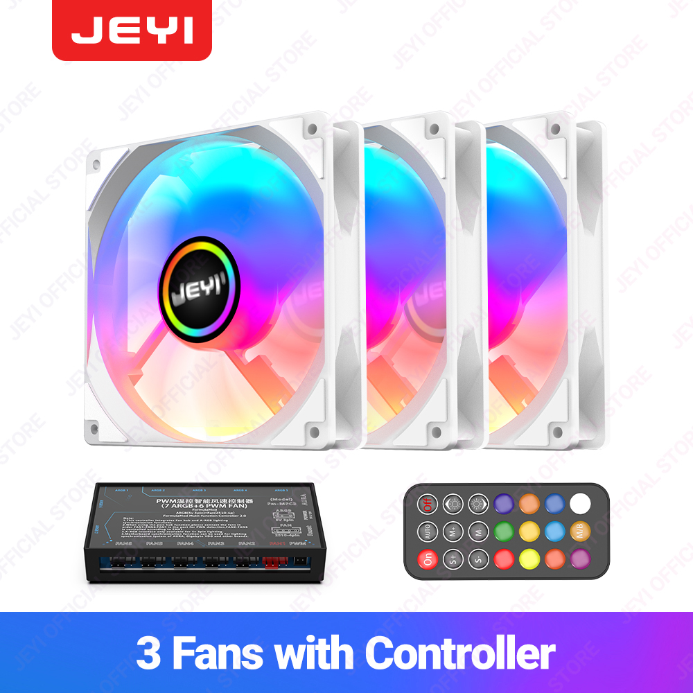 JEYI 120mm PC ARGB Cooling Fan AURA SYNC RGB Computer Fans Ultra Silent Heatsink Ventilador with 4PIN PWM and 5V 3PIN ARGB Port: Red