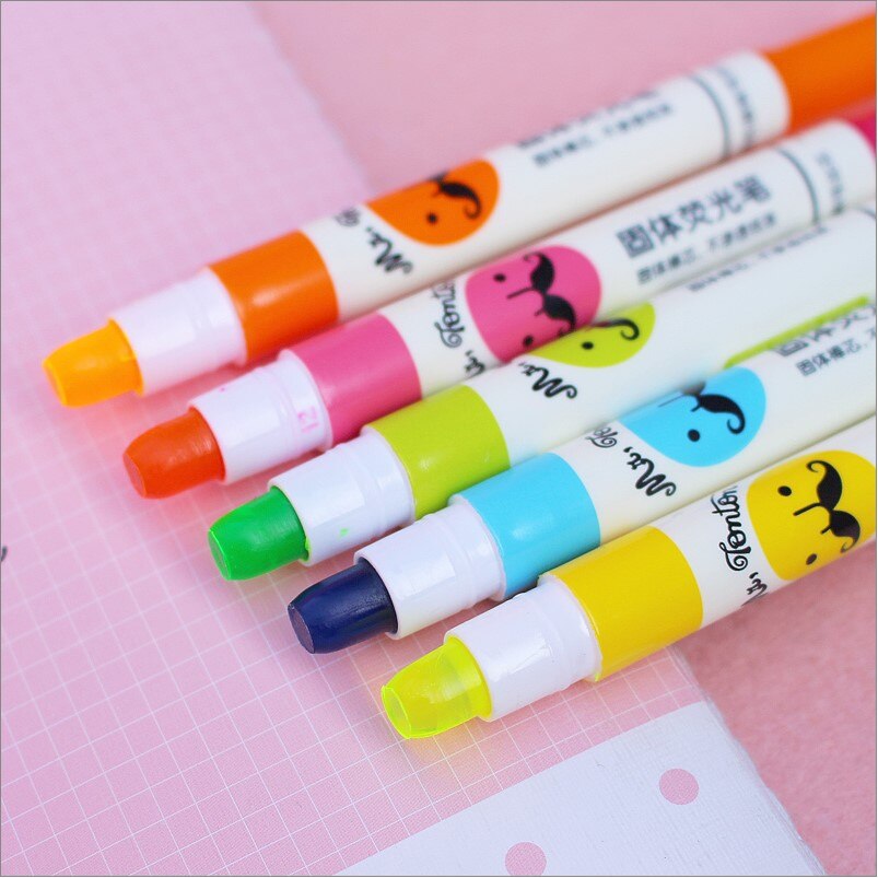 5 Stks Art Mark Markers Rotating Effen Highlighter Stick Pen Chancery Hailaiter Briefpapier 5 Kleuren Deli S607