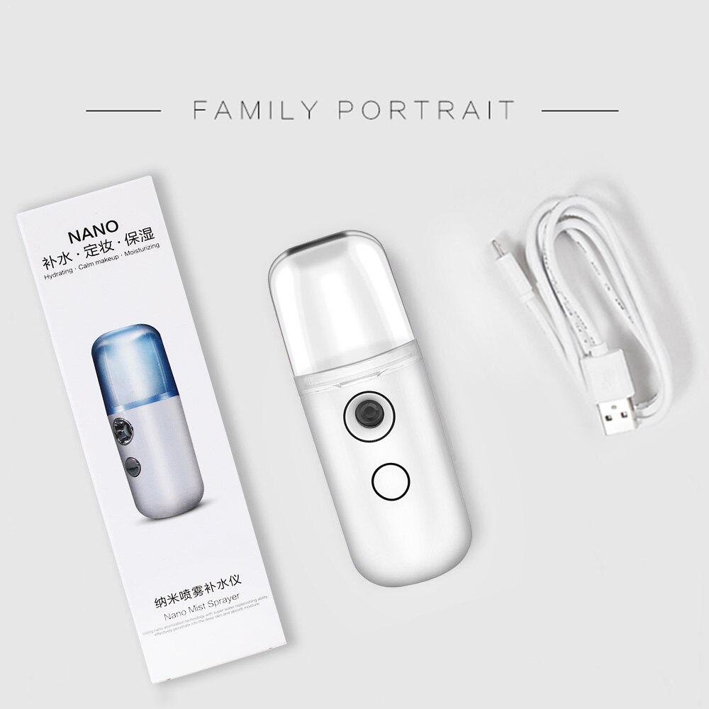 Lcd ultrasone huidreiniger en usb gezichtsstomer luchtbevochtiger diepe facelift reinigingsmachine peeling schep gezicht poriën reinigen: Nano-spray