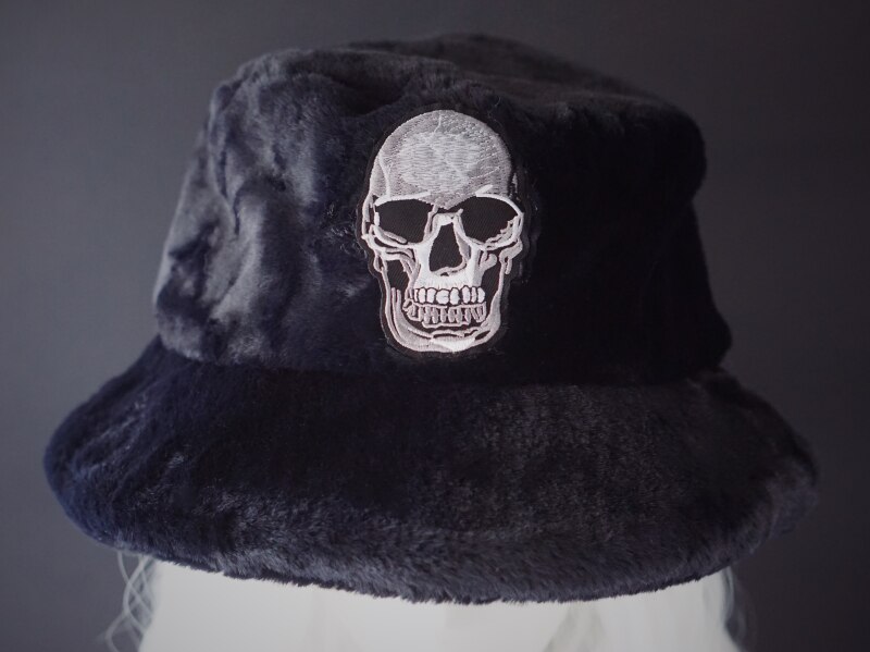 Ruibbit Punk Rock Gothic Skull Embroidery Beret Cap Harajuku Vintage Cap Black Bucket Hat Womens Hats