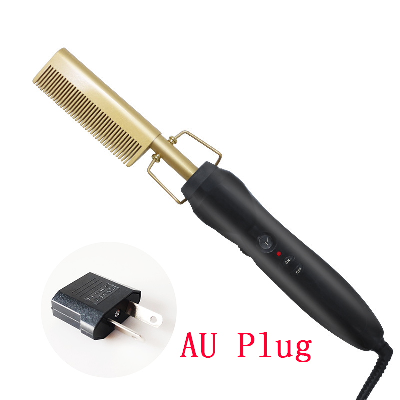 Stijltang Verwarming Kam Glad Ijzer Rechttrekken Borstel Corrugation Curling Iron Hair Curler Kam Multifunctionele Gebruik: AU Plug