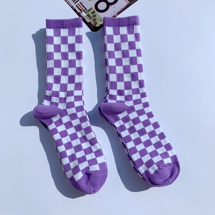 Korea Harajuku Überprüfen Socken Straße Sport Druck Skateboard Socken Hüfte hüpfen Geometrische Schachbrett Hüfte hüpfen Socken: 4