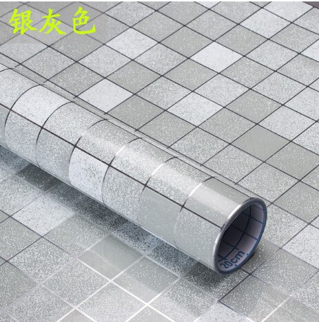 Removable Wall Stickers Kitchen Bathroom Oil-Proof Waterproof Mural Art Vinyl 3D Mosaic Tile Home Room Decal Decoration: Silver