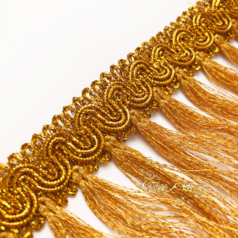 1 metro de borlas doradas/Plateadas, flecos, recorte de encaje, bricolaje, desacortado, Material, 6cm de ancho, adornos de costura de encaje: 6.5 gold