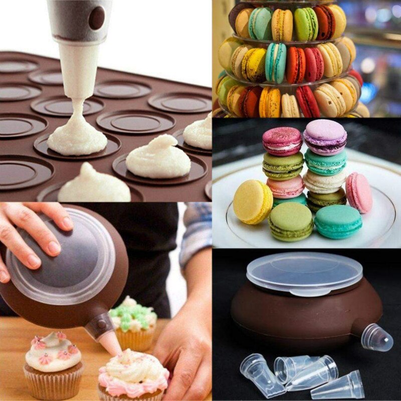 Macaroon Kit Macaron Silicone Mat Non-Stick Baking Mold Set 48 Capacity Macaron Pot Cake Decorating Supplies