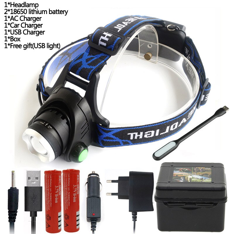 Z20 lampe frontale Led étanche, lampe torche, ampoules rechargeables Lithium-Ion Xml T6, 5000lm, Xm-l2 18650: OPtion E / L2