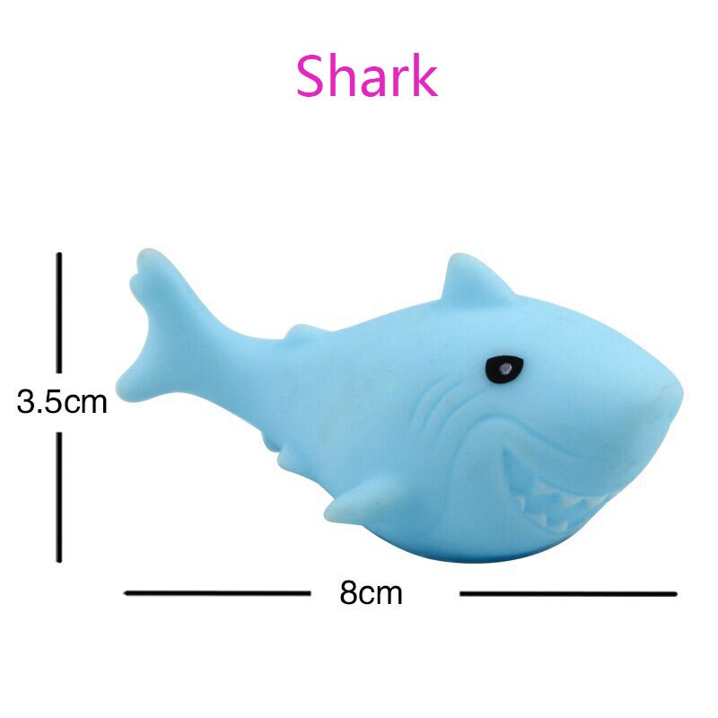 Cute Bath Toys Animals Swimming Water Toy Colorful Soft Floating Rubber Duck Squeeze Sound Squeaky Bathing Toy For Baby Bath: 1PC Shark