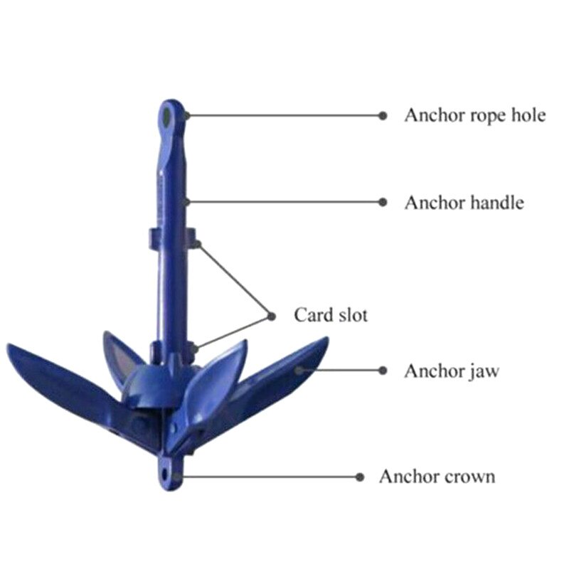 Kit de ancla de aluminio plegable con cuerda para canoa, kayak, bote pequeño, barco de pesca, seguridad de pesca, ancla Universal para embarcaciones