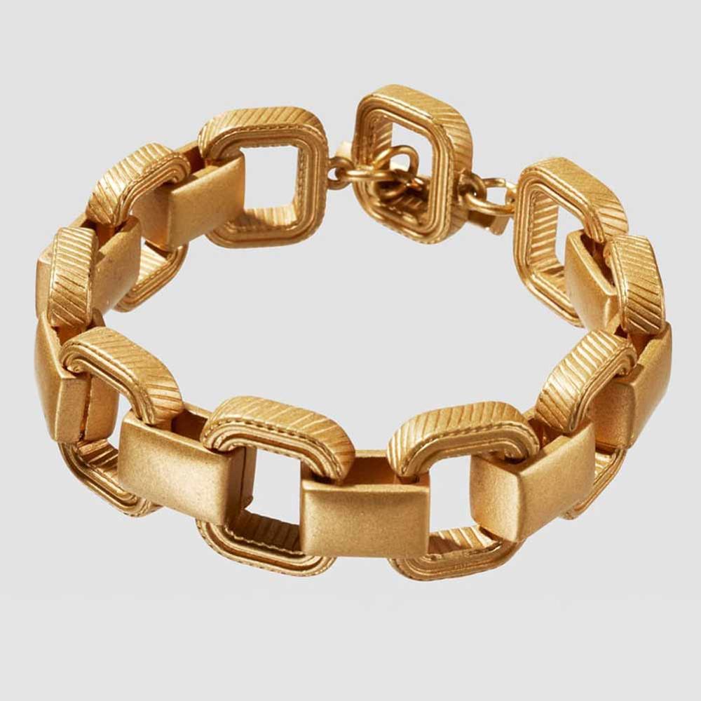 Girlgo Vintage ZA Limited Edition Square Chain Bracelets for Women Metal Charm Bangles Accessories Jewelry Party: Gold Color 4