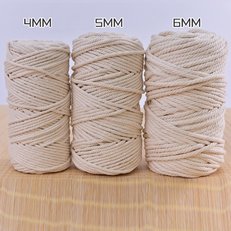 3mm 4mm 5mm 6mm Macrame Rope Twisted String Cotton Cord For Handmade Natural Beige Rope DIY Home Wedding Accessories