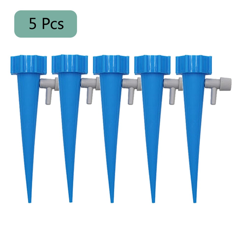 Auto Drip Irrigation Watering System Automatic Watering Spike for Plants Flower Indoor Household Waterers Bottle: 5PCS BLUE
