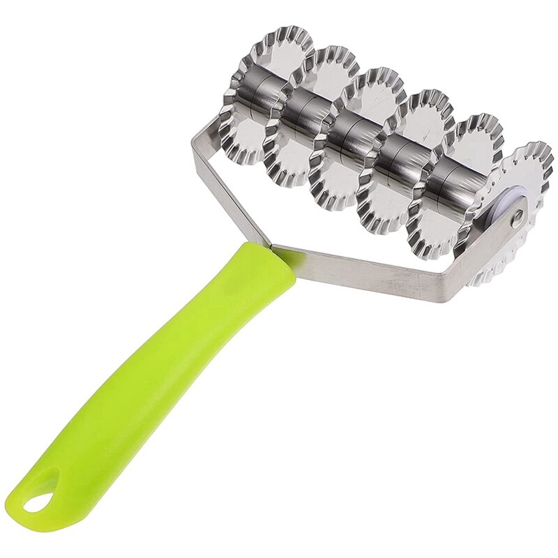 Praktische Pizza Cutter Edelstahl Pizza Rad Pizza Rolle 6 Räder Teig Cutter Küche Spielereien für Pizza Gebäck Kuchen: Licht Gelb