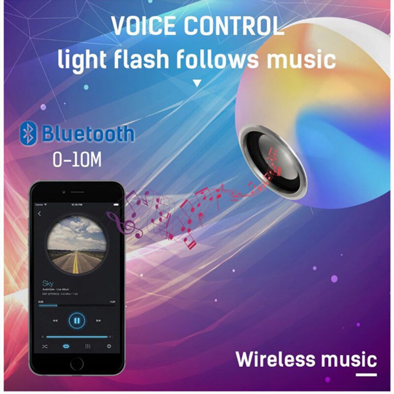 Bluetooth Muziek Bulb Lamp Wit Licht Afstandsbediening Kleurrijke Rgb Kleur Veranderende Bluetooth Lamp E27 Rgb Led Gloeilamp