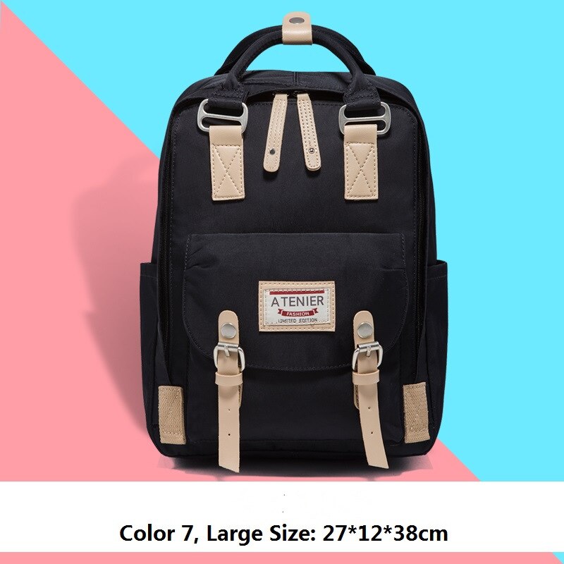 Mädchen-Rucksack aus Segeltuch mit Krapfen-motiv, schülerinnen-Rucksack in bonbonfarben, wasserdicht, schulrucksack, freizeit-reiserucksack, mochila feminina: Große 7