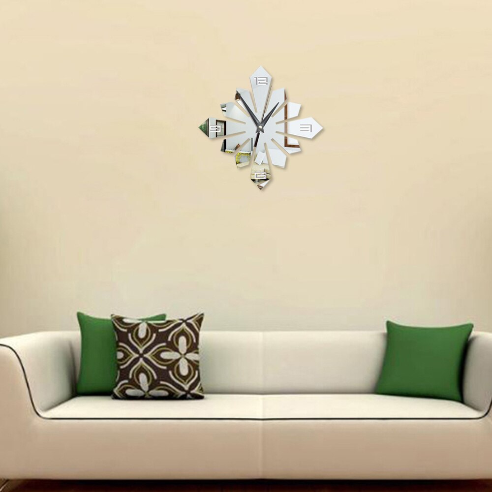 Wall Hanging Clock Modern Household Kitchen Room Decor Acrylic Arrow Mirror Hollow Decor Numeral Wall Clock without Battery