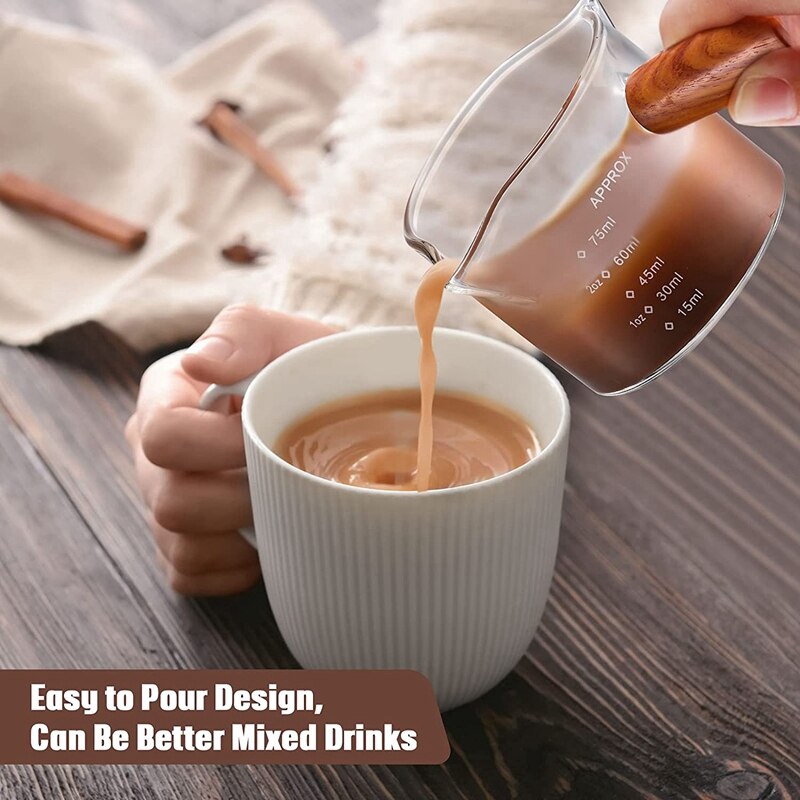 Double Spout Espresso Glass Coffee Double Spouts Glass Espresso Measuring Glass Coffee Carafe Glass With Handle