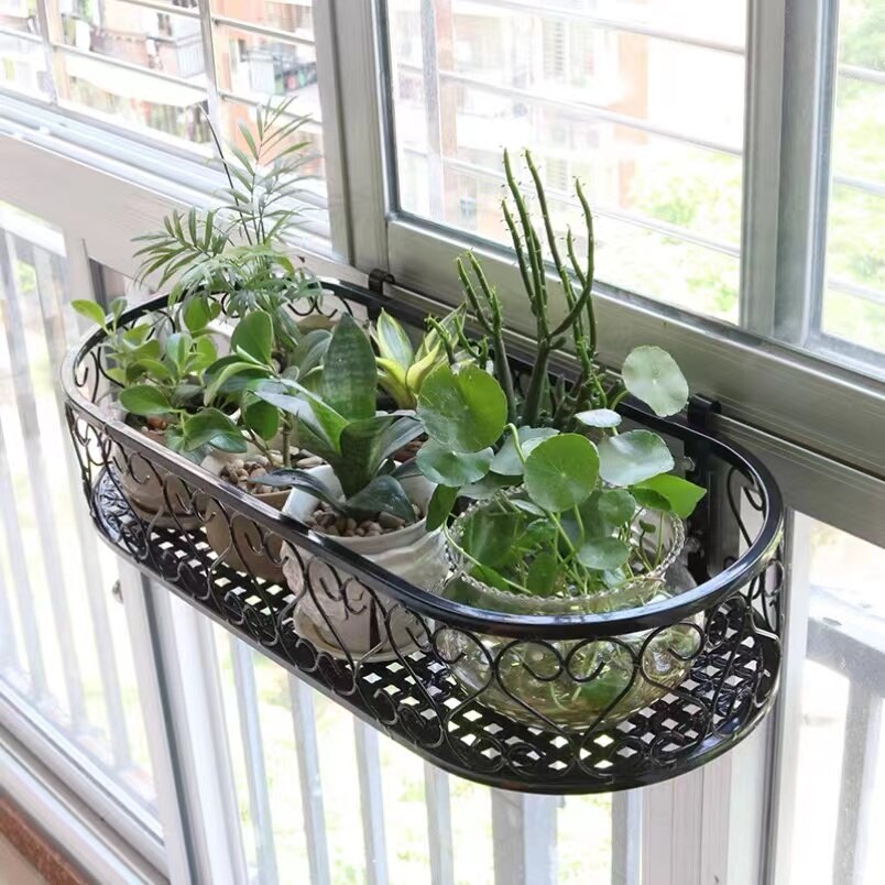 Hanging Rack Organizer Flower Pot Storage Basket Rack Closet Holders Balcony Rail Planter Shelf Fence Railing Flower Pots Holder