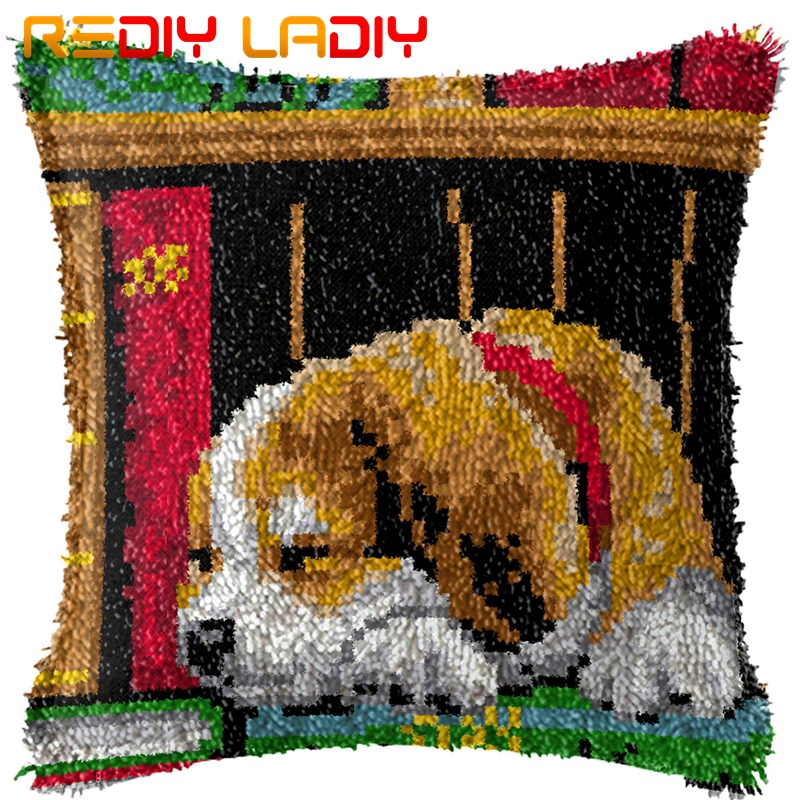 Latch Hook Kits Make Your Own Cushion Cat Flowers Pre-Printed Canvas Crochet Pillow Case Latch Hook Cushion Cover Arts &amp; Crafts: BZ728