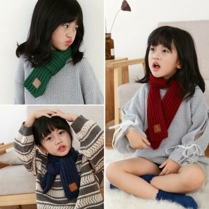 Bavaglino invernale da bambina adorabile per ragazzi mantieni caldo lavorato a maglia tinta unita sciarpa comoda e traspirante accessori per bambini caldi
